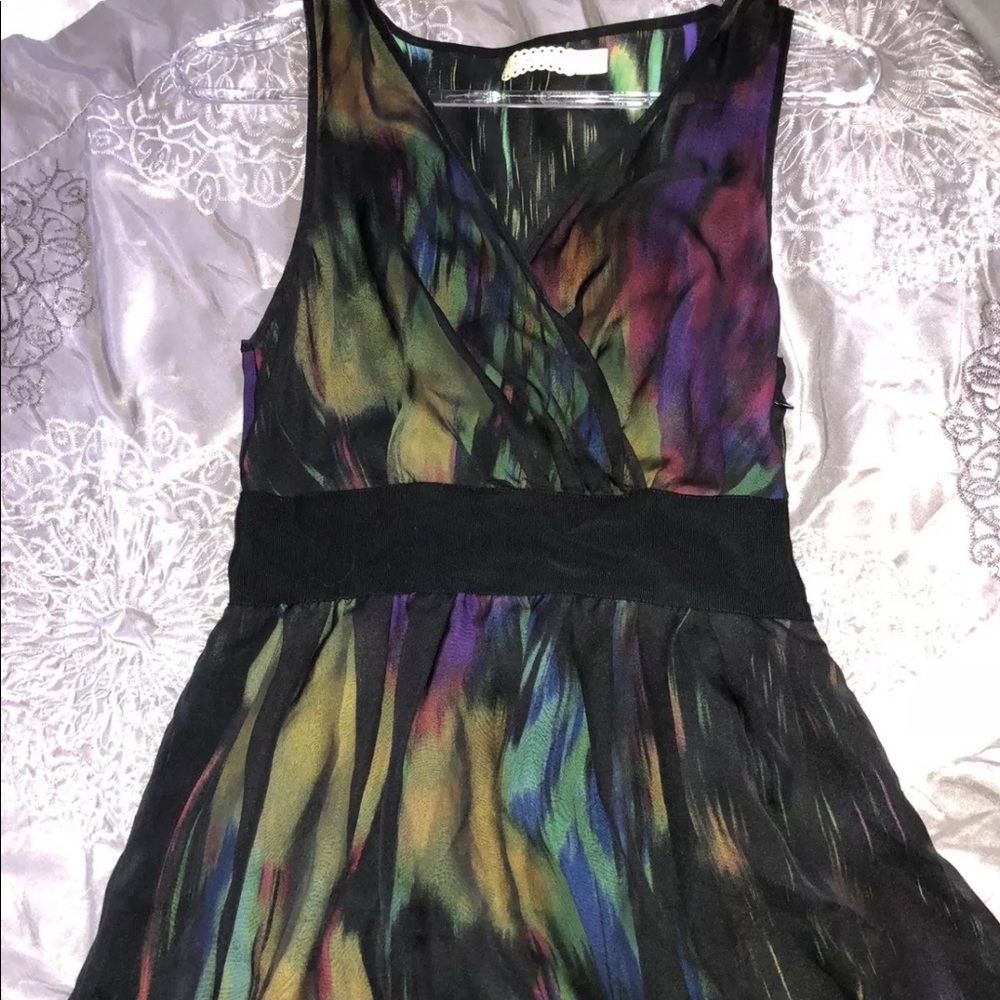 SOLD. Pins & needles chiffon black rainbow dress